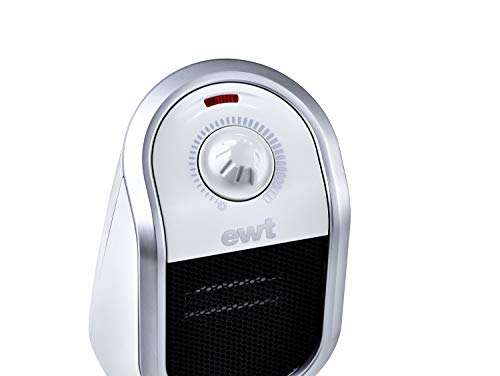 EWT Keramische ventilatorkachel DDF 250 W, compact tafelapparaat met USB-poort en thermostaat, oplaadfunctie voor smartphone, verwarming met ledverlichting, traploos instelbaar, 250 W, wit - Afbeelding 5