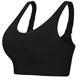 Leversic Brassiere Sport Femme Soutien-Gorge de Sport à Bretelles Larges et Réglables Maintien Moyen à Élevé Forte Stabilité pour Fitness Running Yoga Noir S