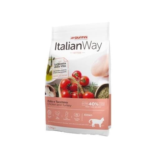 Italian Way Giuntini Crocchette per Gatti - Croccantini Monoprotein Grain Free/Gluten Free Cibo Gatti Sterilizzati e Gattini - Kitten e Adult -300g (Kitten Pollo e Tacchino)