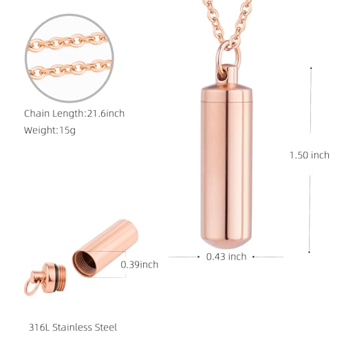 Colliers d'urne funéraire pendentif cylindre de souvenir pour cendres commémoratives - 2