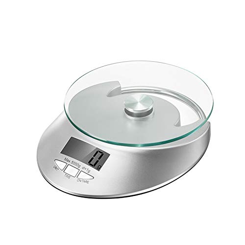 Balance de cuisine numérique en verre trempé argent pour réussir vos dosages de 5 kg