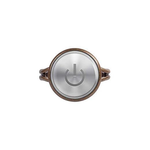 Mylery Ring med motiv från On Off-knapp brytare brons olika storlekar e Metalllegering, colore: Brons 14 mm, cod. ml_000252_002_b