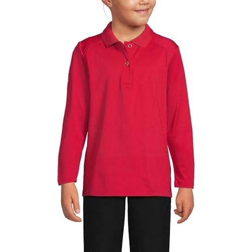 Lands' End Girls Long Sleeve Feminine Fit Rapid Dry Polo Shirt Small Red