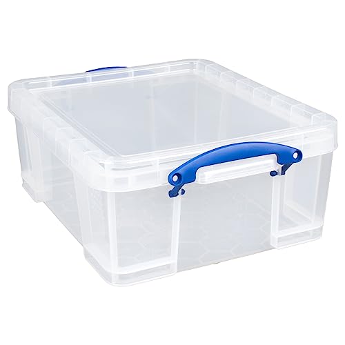 Image of Really Useful Box 2 Pack 17L Plastic Storage Bins with Snap Lids and Clip Lock, Clear