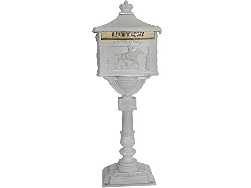Wakrays Mail Box Heavy Duty Mailbox Postal Box Security Cast Aluminum Vertical Pedestal (White) #TOP4