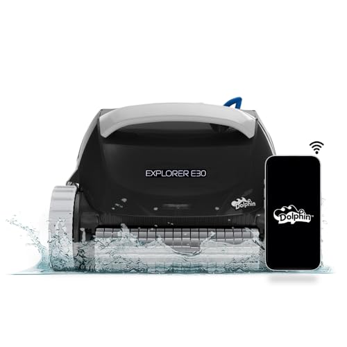 Dolphin (2025 Model) Explorer E30 Wi-Fi Automatic Robotic Pool Vacuum Cleaner, Wall Climbing, Waterline Scrubber Brush, Ideal for Inground Pool 50 FT in Length