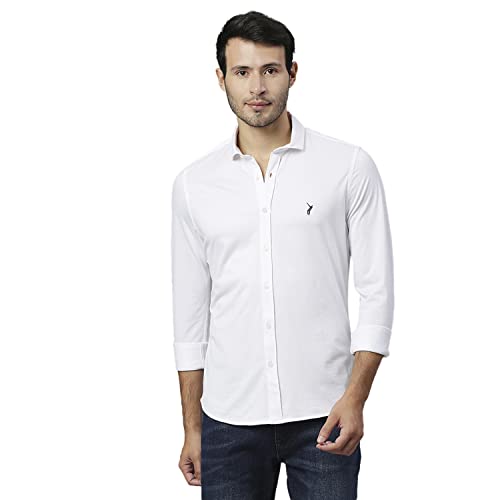 Image of Thomas Scott Men's | Solid | Full Sleeve | Slim Fit | Cotton Elastane | Spread Collar | Knitted Shirt