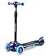 RICOKIDS Dreiradroller Robuster Roller für Kinder - DREI Stabile Rollen - Verfügt über Farbige LED-Beleuchtung Einstellbare Lenkerhöhe Breite rutschfeste Plattform - bis 35 Kg Blau und Schwarz