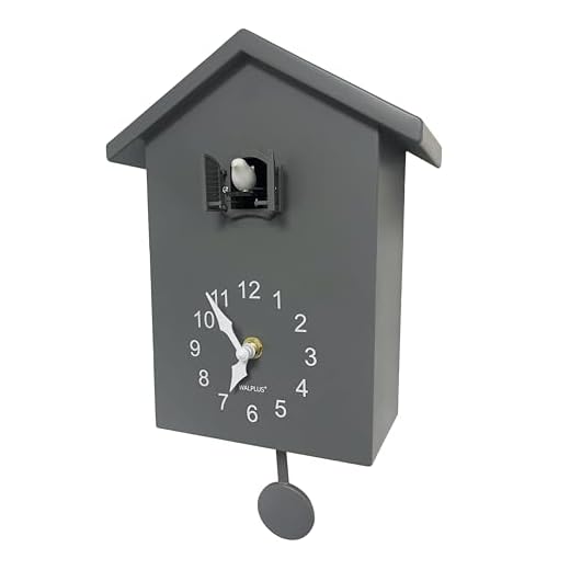 WALPLUS Minimalist Cuckoo Clock Grey Pendulum Quartz Bird Clock Pendulum Clock Wall Art Wall Clock Home Bedroom Office Living Room Decoration Clock Idea