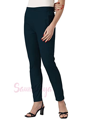 Image of Saundarya Women's Regular Fit Stretchable Cotton Trousers Pants