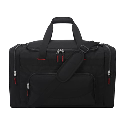 Sport Holdall Duffle Bag 55L Gym Duffle Bag with Shoulder Strap Overnight Weekender Bag for Men and Women (Black, 55L)