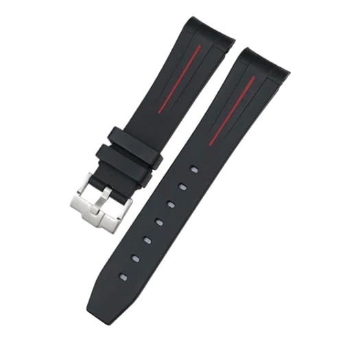 �J�[�u�G���h 19mm 20mm �t�b�f�S�� FKM ���v�o���h �T�u�}���[�i �f�C�g�i �����b�N�X GMT �t�b�f�S�� �\�t�g�E�H�b�`�X�g���b�v �A�N�Z�T���[(Black red silver,19mm)