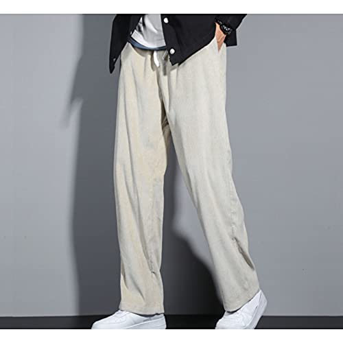GTHTTT Men's Straight-Fit Corduroy Pant Basic Twill Expandable Waist Sweatpants Wrinkle-Resistant Casual Wide Leg Trousers4