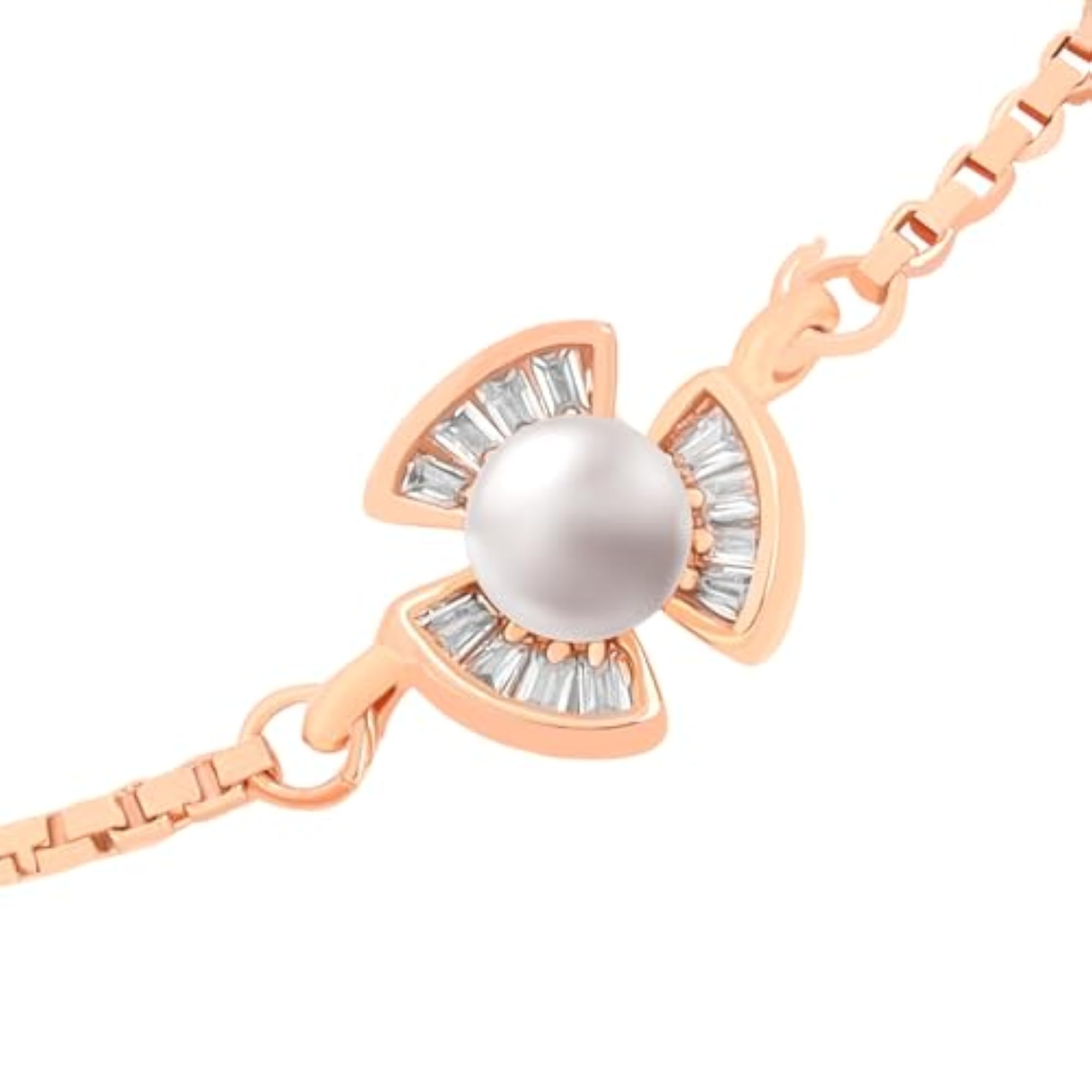 Pearl Bracelet Plated Chain Floral - Anniversary Gift For Wife