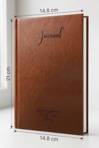 Image of Unruled Premium Hardcover Journal Notebook | Weekly Summary, To-Do Lists & Goal Planner | Undated Productivity Journal | A5 Size, Smooth Writing Pages | 100gsm Thick Paper, 80 Sheets /160 Pages Per Book | Elegant Notebook for Work, Study & Personal Planning (BROWN, Unruled)