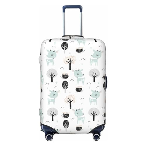 Bohemian Cute Deer Hedgehog Tree Luggage Cover Protector Anti-Scratch Washable Fits 18-32 Inch Luggage-Medium