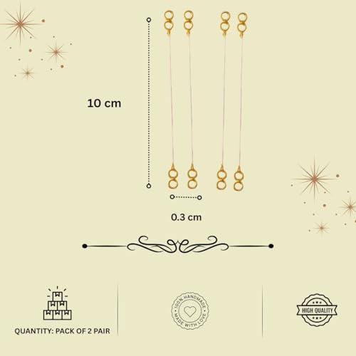 Accessher Gold Plated Invisible Transparent Stretchable Flexible and Adjustable Lightweighted Elastic Heavy Earrings Support Ear Chains for Women and Girls (Pack of 6)