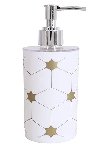 Kuber-Industries-Liquid-Soap-DispenserStar-Print-Plastic-Empty-Bathroom-SanitizerLotionShampoo-Dispenser-Bottle300-ML-White Shampoo Dispenser Bottle