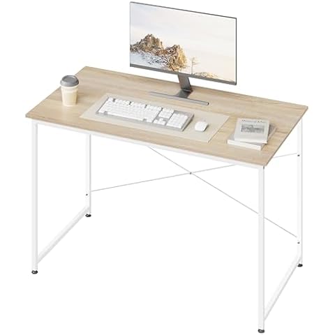 WOLTU Light Oak and White Computer Desk Cover