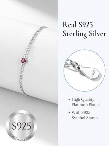 SILVERCUTE July Birthstone Anklet for Women - 925 Sterling Silver Figaro Chain - Adjustable 8.5"-10.5" Elegant Jewelry - Image 7