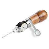 Tandy Leather Sewing Awl Kit - Strong Lock Stitch for Leather Canvas and Vinyl Repairs - Easy Control Sewing Tool for DIY and Craft Projects - Wood Handle