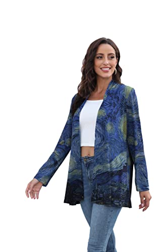 Van Gogh Shirt Gifts Starry Night Long Open Front Lightweight Cardigans for Women Long Sleeve Summer Clothing4