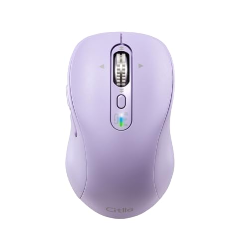 CITLLA L570 Wireless Bluetooth Mouse, Portable Rechargeable,Multi-Device,4-Level DPI,USB-A Receiver and Two Bluetooth, 4-Way Scrollig for MacBook Air/Pro, iPad, Laptop, Computer, Multi-System(Purple)