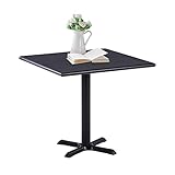 Mingone Gartentisch Campingtisch Esstisch Tisch Schwarz Balkontisch 60x60 aus Kunststoff Holz und Metaillbeine Wetterfest für Garten Terrasse