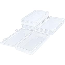 Thintinick 4 Pack Rectangular Clear Plastic Storage Containers | 7.87 x 4.72 x 1.38 inch, Hinged Lid, For Beads and Small Craft Items