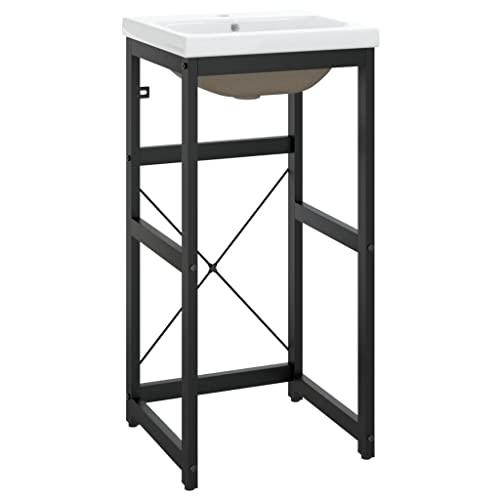 vidaXL Estructura de Baño con Lavabo Incorporado Soporte Lavadero Consola Cuarto de Baño Aseo Inodoro Lavamanos Muebles Hierro Negro