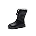 Girls Winter Snow School Boots Warm Fleece Lined Faux Leather Mid Calf Outdoor Fashion Casual Booties Lace Up Boot