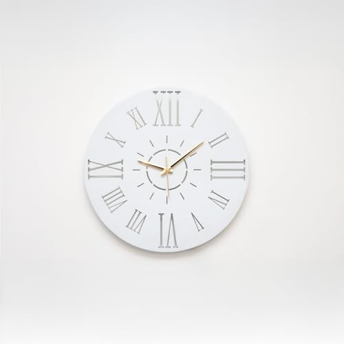 Image of METSY Metal Laser Cut Numerical Analogue Art WallClock White for Home and Office | Metal Wall Art | Wall Decor Items (Analogue Round Wall Clock)