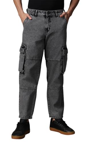 Image of High Star Men Cotton Washed Straight Fit Mid-Rise Regular Jeans