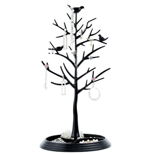 Fadcaer Portagioie Portagioielli Espositore da tavolo Albero dei gioielli Porta collane Porta orecchini Espositore da letto Portagioielli Appeso Porta orecchini per donne ragazze (nero)