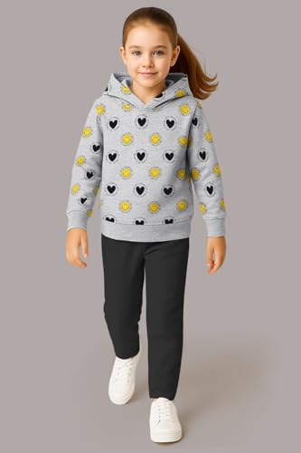 Image of HELLCAT Trendy Co-ords With Hoodie Sweatshirt and Trackpant Clothing Set for Girls.
