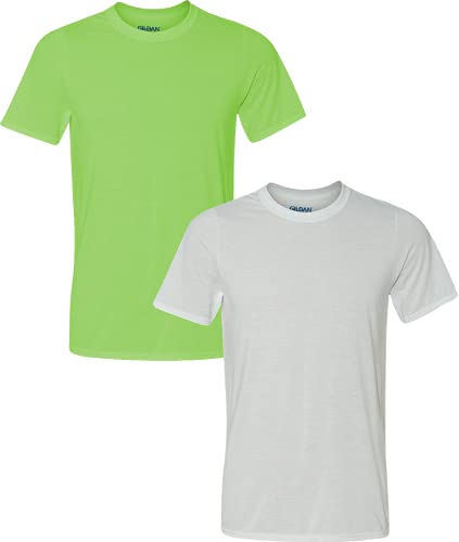 Gildan t-shirt polyester évacuation humidité 2 paquets citron/blanc M