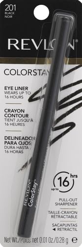 Image of Revlon ColorStay Pencil Waterproof Eyeliner, Smudge-Proof, Eye Makeup with Built-in Sharpener, Stocking Stuffer for Women, 201 Black, 0.01 oz (Pack of 2)