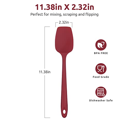 Image of U-Taste Silicone Spoon Spatula, 600F High Temp Scoop Spoonula, 11.38 inch, Red
