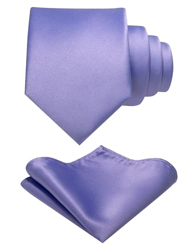 Image of RBOCOTT Solid Color Tie and Pocket Square Hankerchief with Lapel Pin Set for Men