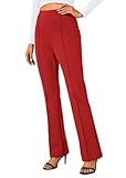 Urban CoCo Stretchy Work Pants Bootcut Yoga Pants Petite Slacks for Office Casual (Red, M)