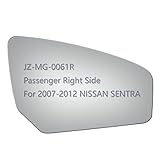 JZSUPER Side Mirror Glass fit for 2007 2008 2009 2010 2011 2012 Nissan Sentra Passenger Right Side RH Convex, Including Adhesive (Non Towing Mirror Glass) (Non Heated)