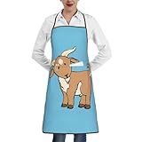 ZhaoYuGoods Braune Ziegenschürzen mit Taschen für Damen, stilvolle Kochschürzen für Küche, Garten, Salon, ideale bedruckte Schürze, weiß, Einheitsgröße