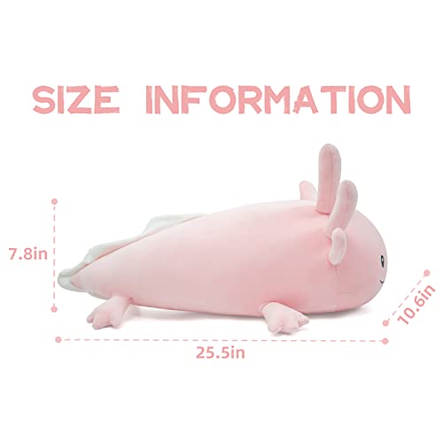 Image of Niuniu Daddy 24in Pink Axolotl Plush Toy - Luminous Stuffed Animal Plushies