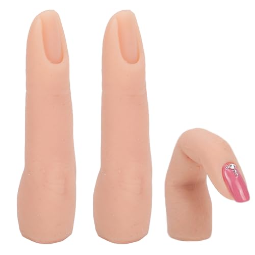 2pcs Doigts de Pratique en Silicone Main, Doigt de Formation des Ongles Pliable Modèle de Doigt de Pratique en Silicone Flexible Doigt de Formation des Ongles...