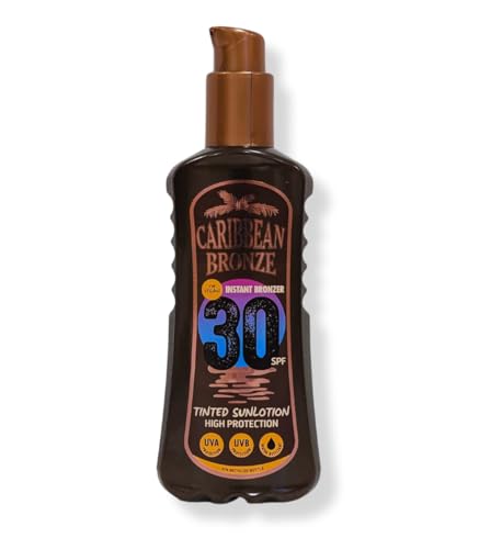 Caribbean Bronze Bronceador Instantáneo con Protección Solar SPF 30 – 200ml | Loción Solar Tinteada | Protección Alta UVA/UVB | Vegano