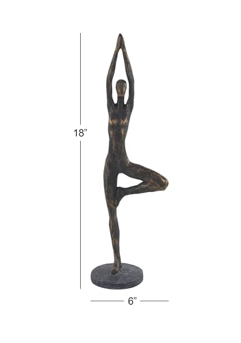 Escultura decorativa de yoga en polystone con acabado en latón miniatura 3