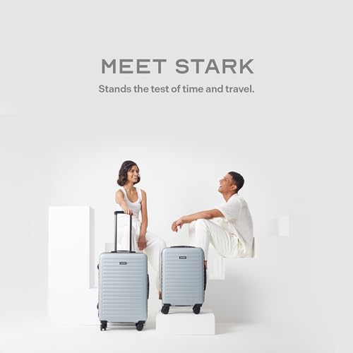 Image of THE ASSEMBLY Hard Shell Cabin Luggage Premium Polycarbonate Trolley Bag With Spinner Wheels Lightweight Cabin Bag For Flight (Silver, 20 & 24 Inches)- Starklite, Small, Medium