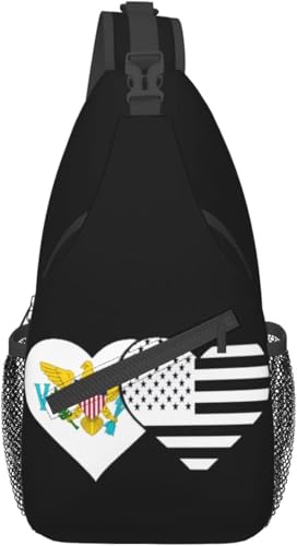 Mochila bandolera unisex con banderas Virgin Islands y USA miniatura 1