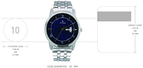 Titan Analog with Day and Date Blue Dial Stainless Steel Strap watch for Men-NS1774SM01 - Image 4