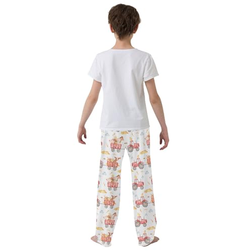 ZZXXB Farm Tractor Boys Long Pants Soft Trousers Elastic Waist Kids Lounge Bottoms with Pockets S-XL3
